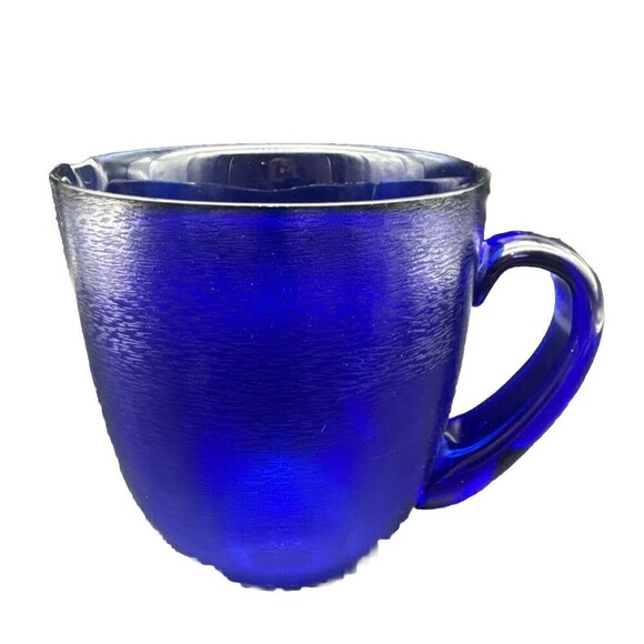VTG COBALT BLUE Textured Glass Water Beverage Pitcher 6.75” Retro MCM - Picture 1 of 10